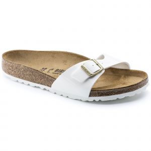Birkenstock Madrid Birko-Flor, Mules Femme, Blanc (Vernis Blanc), 42 EU Schmal