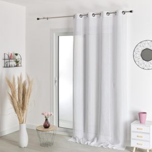 VOILAGE ETAMINE RAYURE -BLANC-140X260