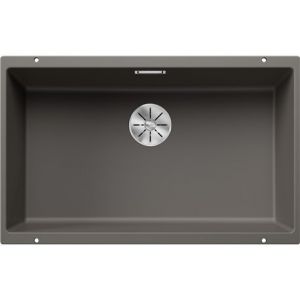Blanco SUBLINE 700-U | Évier en granit SILGRANIT gris volcanique | Type de montage : sous plan | pour armoires inférieures de 80 cm de large | Forme de bassin 2 en 1 : deux bacs, une découpe et une