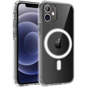 Phonillico Coque Pour Iphone 12 Mini (5,4) - Silicone Transparent Avec Cercle Magnétique Intégré