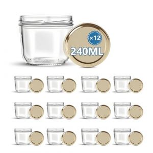 Lot De 12 Pots En Verre Avec Couvercles (240 Ml) Pour B&eacute;b&eacute; Et Des Confitures -Fabrication Fran&ccedil;aise