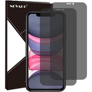 Novago Film de protection &eacute;cran - iPhone XR et 11 - Verre tremp&eacute; - Anti espion - 2 pi&egrave;ces