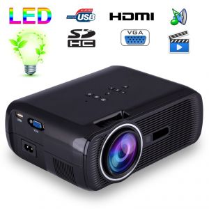 Yonis Mini vidéoprojecteur portable LED 1000 Lumens HD Carte SD USB