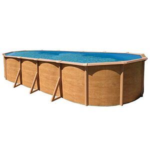 Image de Abak C5230 - Piscine Canyon ovale hors sol en métal aspect bois 760 x 390 x 120 cm