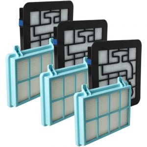 Vhbw Lot de 9 filtres compatible avec Philips PowerPro Compact FC9332/09, FC9333/07 aspirateur - filtre HEPA, filtre protection moteur, filtre mousse