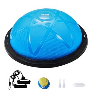 VEVOR Demi-ballon d’Exercice 58 cm, Ballon d'Équilibre Capacité 300 kg, Station d'Équilibre avec Bande de Résistance et Pompe à Pied, Entraînement Complet du Corps, pour Domicile, Gym, Yoga, Bleu