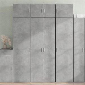 VidaXL Buffet haut gris b&eacute;ton 70x42,5x185 cm bois d'ing&eacute;nierie, buffet, armoire de rangement, panneau lat&eacute;ral, armoire, 3281430