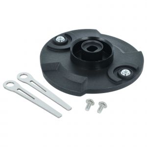 Vhbw Kit accessoires 3 pi&egrave;ces compatible avec Einhell GC-CT18/24 tondeuse &agrave; gazon - 1x disque porte-lame, 2x lame + vis noir / argent&eacute;