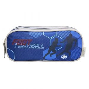 Trousse scolaire 2 compartiments Phileas Football Bleue Bagtrotter