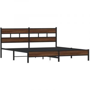 VidaXL Cadre de lit en métal sans matelas chêne marron 180x200 cm