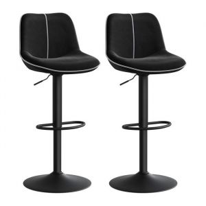 Lot de 2 tabourets de bar pivotants réglables en hauteur velours noir