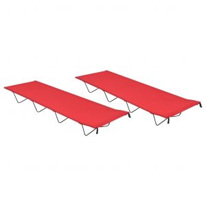 Image de VidaXL Lits de camping 2 pcs 180x60x19 cm Tissu Oxford et acier Rouge