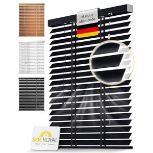 Sol Royal BE5 – Store Vénitien en Bois Noir 70x250 cm – Brise-Vue Fenêtre 50 mm Lamelles Extra Larges – Montage Facile Mur Plafond