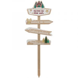 Image de Pancarte Maison du P&egrave;re no&euml;l en Bois H 120 cm