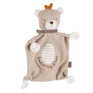 Fehn Doudou Nounours Baby – Compagnon de Jeu et Doudou en Coton Bio (kbA) - avec Slogan Individuel brodé - Doudou pour bébés et Jeunes Enfants à partir de 0 Plus Mois