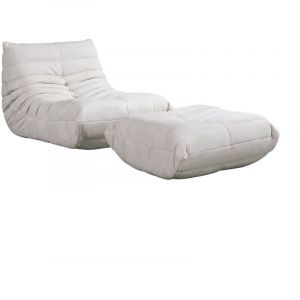 Home Deluxe - Fauteuil relax avec pouf chill Couleur beige