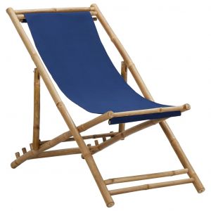 Image de VidaXL Chaise de terrasse Bambou et toile Bleu marine