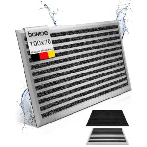 Bomoe AluGant Paillasson en Aluminium 70x100 cm - Tapis en Caoutchouc Pour l&rsquo;Int&eacute;rieur & l&rsquo;Ext&eacute;rieur Antid&eacute;rapant & R&eacute;sistant