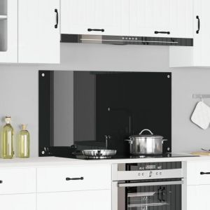 VidaXL Protection de cuisine Noir 110 x 60 x 0.6 cm verre trempé