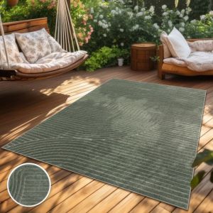 Paco Home Tapis Exterieur Terrasse Salon Cuisine Motif Scandinave Motif Boho Uni 80x150 cm, Vert
