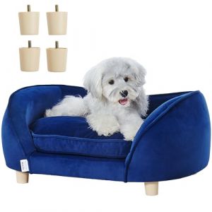 VEVOR Canapé pour Animal de Compagnie, 71 x 50,5 x 30 cm, Panier pour Chien de Taille Moyenne et Chat, canapé-lit pour Chiens en Velours Doux, canapé pour Chats avec capacité de 37 kg, Bleu foncé