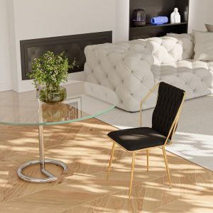 Lot de 6 Chaises de Salon et Salle à Manger en Velours, Chaise de Cuisine, Chaise Coiffeuse pour Chambre à Coucher, avec Dossier Rembourré et Pieds