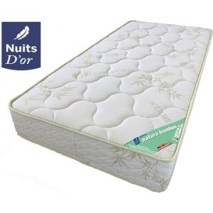Matelas 140x190 Tissu avec Bambou Naturel Mousse HR 35 Kg/m3 Hauteur 21 Cm Très Ferme + Oreiller à Mémoire de Forme valeur 89 € 140 190 Bamboo Nuits d'Or