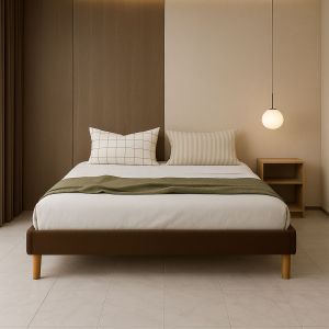 Gregory - Solide et Confortable Sommier Tapissier marron + Pieds en 20 cm pour matelas en 140x190 - 2 x 13 Lattes - Montage Rapide et Facile - revetement PVC facile d'entretien