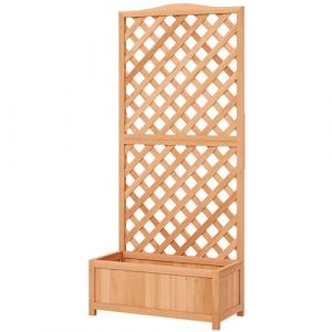 Outsunny Jardinière avec Treillis - bac à Fleurs - dim. 76L x 36l x 170H cm - Fond à Lattes - Bois Sapin pré-huilé