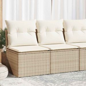 VidaXL Salon de jardin avec coussins 2 pcs beige résine tressée acacia
