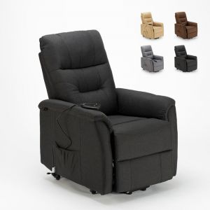 Le Roi du Relax Siège élévateur électrique inclinable en tissu Marie et roues pour personnes âgées, Couleur: Noir