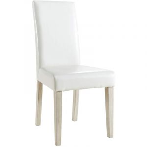Pegane Lot de 2 chaises de salle à manger en pin coloris blanc mat - 45 x 95 x 58 cm -