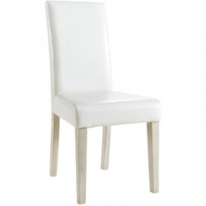 Image de Pegane Lot de 2 chaises de salle à manger en pin coloris blanc mat - 45 x 95 x 58 cm -