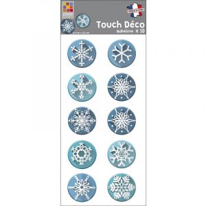 Plage Adhésif 3D qui ressort du mur, pastilles flocons, bleu et blanc, étoile des neiges pour décorer pendant les fêtes, x10, 2,5 cm x 2,5 cm - Bleu