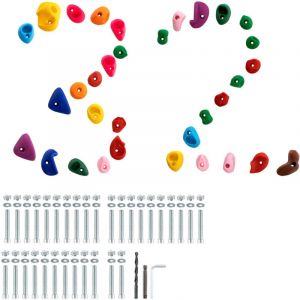 VEVOR 32 Prises d'escalade, Poignée d'escalade pour Mur d’Escalade Multicolore et de Taille Multiple, Supports Muraux avec Matériels de Montage, pour Enfants Adultes, Aire de Jeux Intérieur Extérieur
