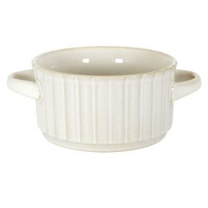 HOME DECO FACTORY, KA0414, Bol à Soupe élégant en céramique, Design Sobre et raffiné, idéal pour soupes, salades et Desserts, Compatible Lave-Vaisselle et Micro-Ondes, 8,5 cm, Beige