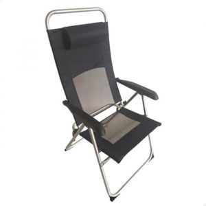 Color Baby 62678 Chaise de plage pliante, camping, siège bas, sans tube avant, supporte 110 kg, poignée de transport à l'épaule, structure en aluminium, chaises