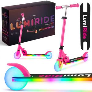Sun Baby Trottinette enfant - LUMI RIDE - 2 Roues 7 couleurs LED 20 programmes - 3+ ans 50 kg pliable réglable - Fuchsia