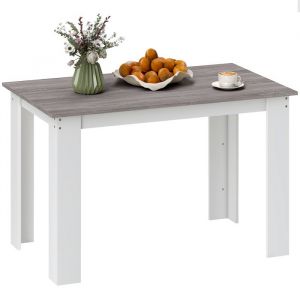 Homcom Table &agrave; manger - grand plateau 4-6 personnes - pieds triangulaires plus stable - panneau de particules - 120x69x75cm - gris