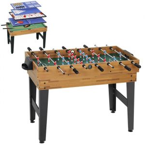 Table multijeux 13 en 1 - SPORTNOW - baby-foot billard ping-pong hockey échecs etc. pour enfants et adultes - noyer clair