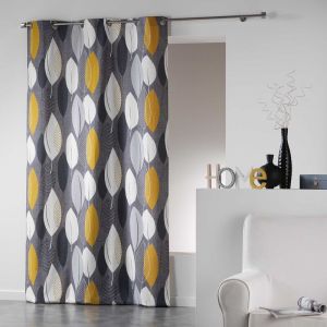 Image de Rideau tamisant en coton 140 x 240 cm Leafy jaune