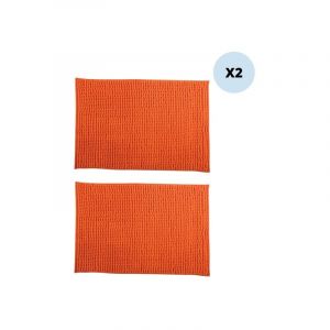 MSV Lot de 2 tapis de bain Microfibre chenille 40x60cm Orange - Orange