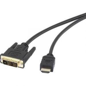 Renkforce Câble de raccordement 1404072 [1x HDMI mâle - 1x DVI mâle 18+1 pôles] 1.8 m noir