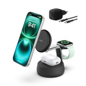 Belkin UltraCharge Pro Station de Recharge 3-en-1 avec Qi2 (Noir)