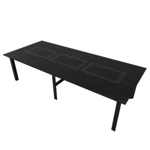 Table de jardin 12 personnes PLAY4FUN 280 X 120 X 75 cm en Noir effet marbr&eacute;