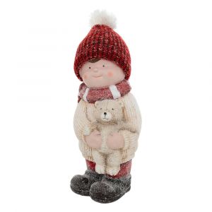 Atmosphera Déco de Noël Figurine petit garçon et Ourson H 38 cm