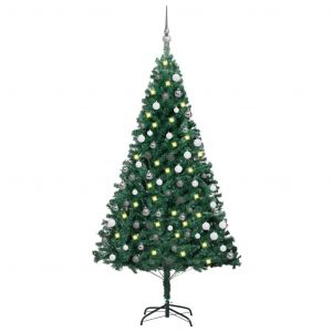 VidaXL Arbre de Noël artificiel avec LED et boules Vert 120 cm PVC