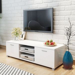 Image de VidaXL Meuble TV ? haute brillance blanc 140 x 40,3 x 34,7 cm