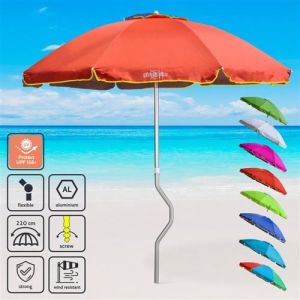Image de GiraFacile - Parasol de plage aluminium l&eacute;ger visser protection uv GiraFacile 220 cm Eolo, Couleur: Orange