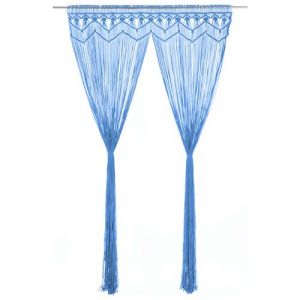 VidaXL Rideau en macramé Bleu 140x240 cm Coton